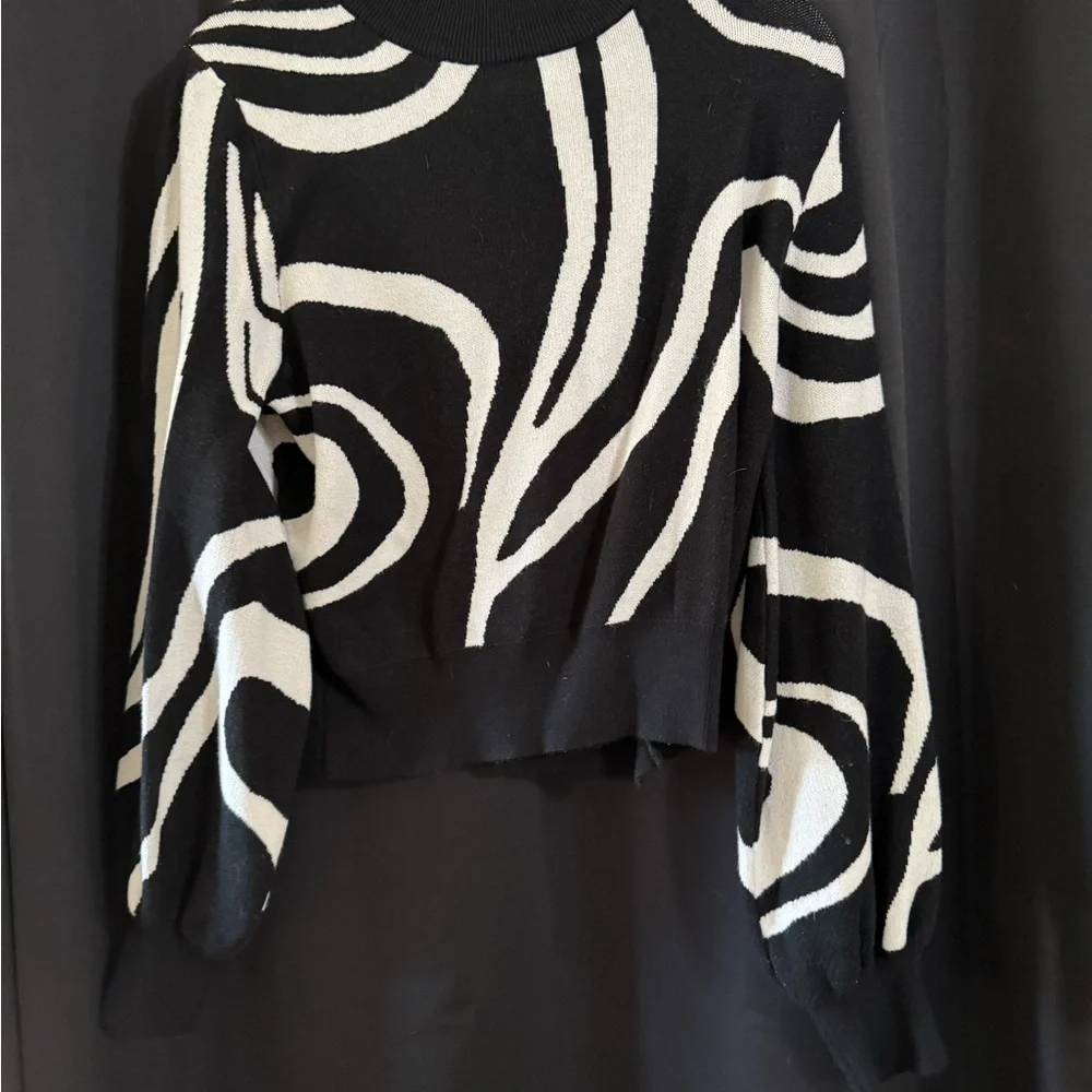 Eesome Black and White Cowl Neck Sweater